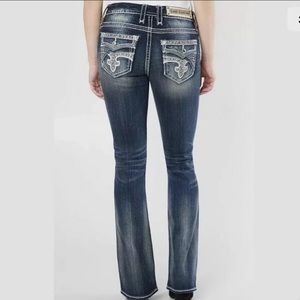 321/2inseam Rock Revival Easy Boot Cut Bling Stretch Jeans NEW